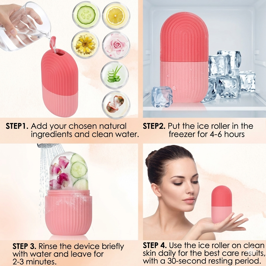 Silicone Ice Roller Facial Massage for Cryotherapy - Enhance Your Natural Glow/Reusable Facial Treatment to Tighten & De Puff The Eye Area
